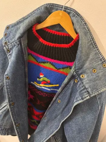 Xmas 페루 손뜨개질 스웨터 자수 민족 네이티브 새상품급