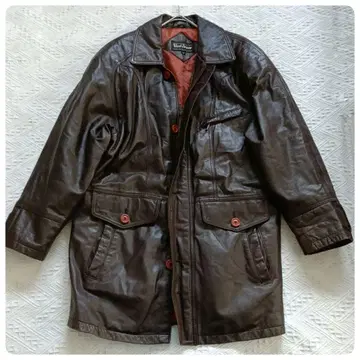 Wind Armor 천연 가죽 가죽 하프 코트 소가죽 브라운 남성용 M