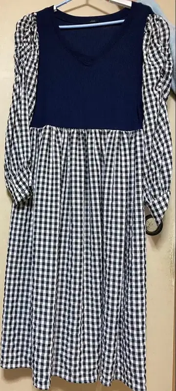 쿠레트 clette 깅엄 체크 롱 원피스 LL