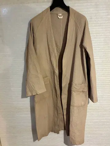 [ 가격 인하 중 ] 이탈리아 군 코튼 와플 가운 후염 베이지