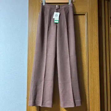 미사용 새상품 노포 [도쿄 스타일] 울 100% 브라운 와이드 팬츠 9호