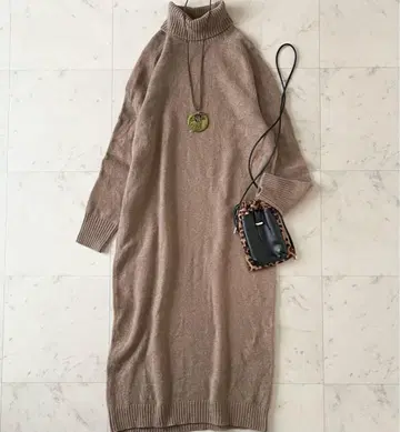 인기*유나이티드 애로우즈 울 롱 원피스 다크 베이지 계열 긴팔