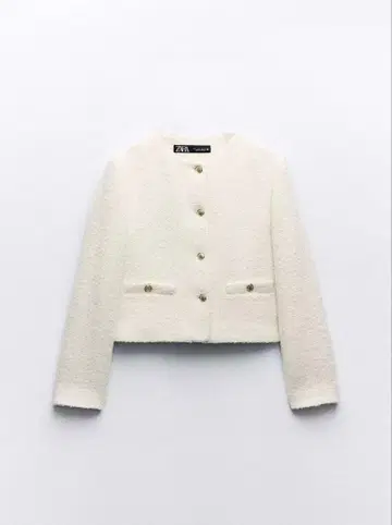 새상품급 ZARA 텍스처 라운드넥 블레이저 노카라