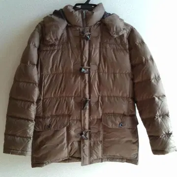 허시파피 라이트 브라운 더플 다운 자켓 후드 부착