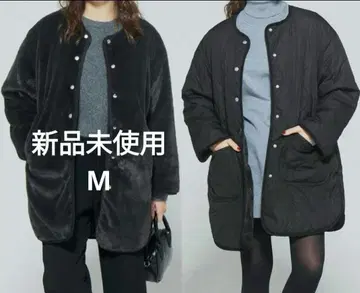 미사용 새상품 리버서블 퍼 퀼팅 미들 코트 M