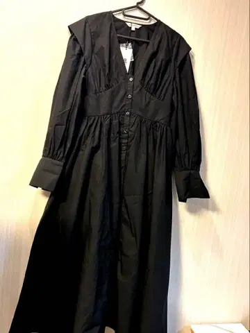 [미사용] 택 포함 MOUSSY 블랙 코튼 롱 드레스