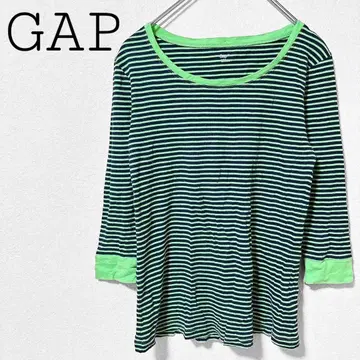 갭 7부 기장 보더 T셔츠 그린 계열 캐주얼 루즈핏 넥