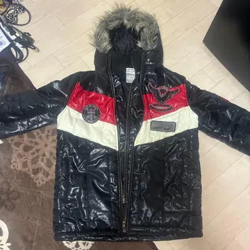 y2k 형제 스타일 다운 자켓 후드 부착 블랙 빨간색 화이트