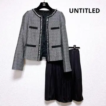 UNTITLED 노카라 자켓 트위드 스커트 수트 세트