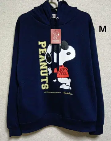 SNOOPY JOE COOL 속기모 후드티 긴팔 M 네이비 네이비 컬러