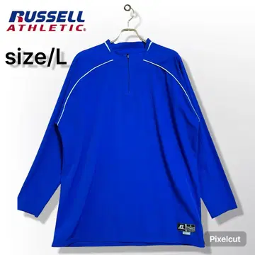 러셀 애슬레틱 Dri-POWER 롱 슬리브 블루 하프 지퍼