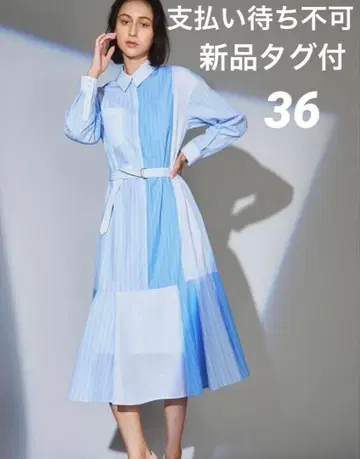 새상품 [그레이스 콘티넨탈] 패치워크 셔츠 원피스 36