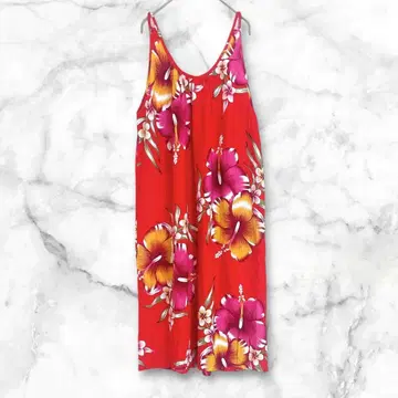 플라워 프린트 하이비스커스 슬리브리스 원피스 롱 기장 화려함
