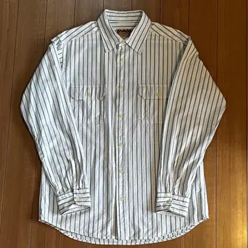 CAMCO 레일로드 스트라이프 셔츠 화이트 스트라이프 샴브레이