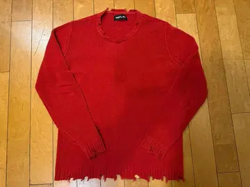 REPLAY 리플레이 데미지 가공 니트 스웨터 레드 L 상당 새상품급