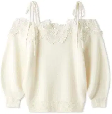 SNIDEL 레이스 트리밍 오프숄더 풀오버 SWNT244047