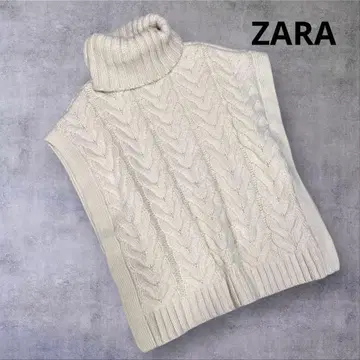 ZARA 터틀넥 케이블 니트 베스트 IVORY