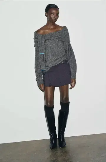 ZARA 새상품 택 포함 오프숄더 그레이 S 완판템 니트 스웨터