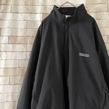 노티카 하프 지퍼 나일론 자켓 자수 메쉬 안감 블랙 L