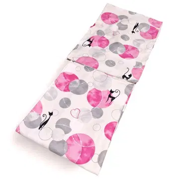 워셔블 기모노 폴리에스테르 코몬 귀여운 고양이 하트 물방울 도트 핑크