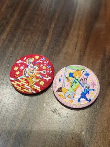 디즈니 자수 캔뱃지 주토피아 2개 세트