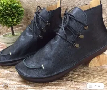 U자 스티치 봉투 바느질 레이스업 숏부츠 블랙