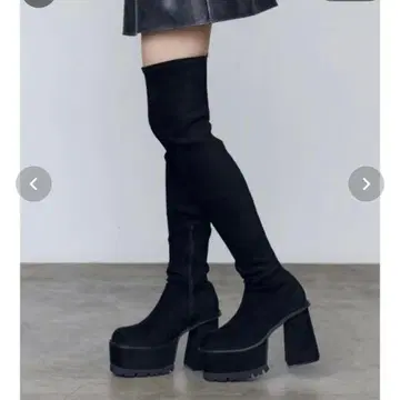 EMODA 스퀘어 핏 롱 부츠 M 사이즈 블랙