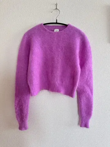 6 (ROKU) 모헤어 혼방 기모 퍼플 숏 니트