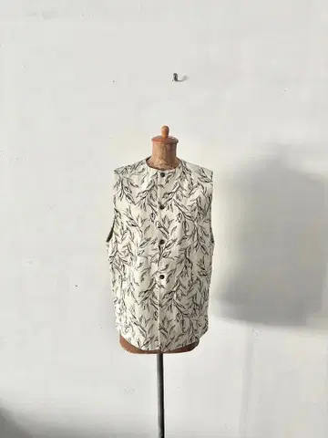 FIL DE FER 튤립 베스트 화이트 데님 튤립 패턴