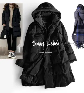 어반 리서치 서니 레이블 최강 방한 2WAY 후디드 롱 다운 코트 블랙