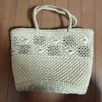 천연 소재 뜨개질 디자인 바스켓백 중형