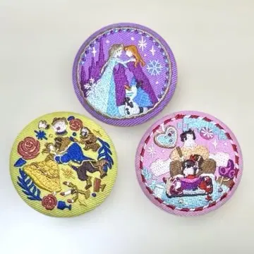 디즈니 자수 캔뱃지2 라푼젤 미녀와 야수 슈가러쉬