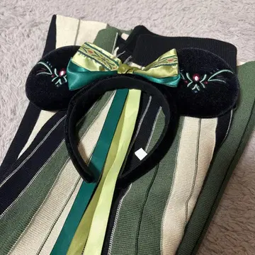 배색 스트라이프 니트 스커트 아나 머리띠 바운드 코디