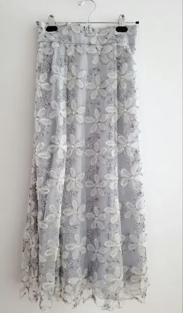 길이 조절 가능한 3D 플라워 레이스 스커트 블루