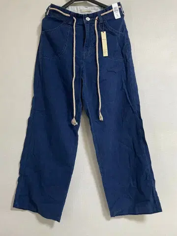 SOMETHING 네이비 와이드 팬츠