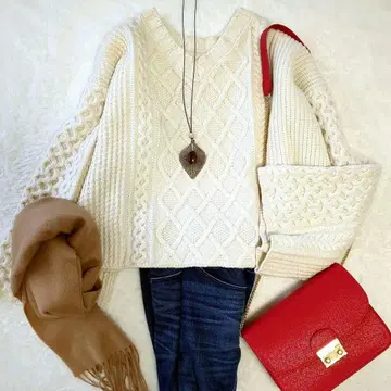 새상품급 MACPHEE 에어얀 케이블 니트 풀오버 2way