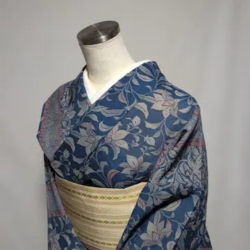 네이비 컬러 코몬 무늬 기모노