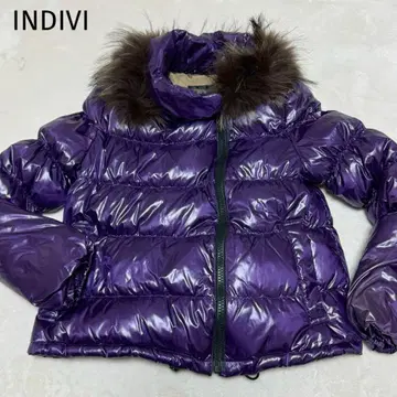 미사용급 INDIVI 다운 자켓 퍼 2way 보라색 38