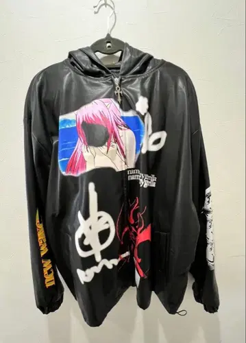 namefunyguerrilla 인조 가죽 후드티 시티 헌터 데빌맨