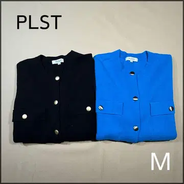 [ PLST ] 메탈 버튼 크루넥 가디건 2장 세트 M