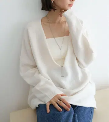 [택 포함 새상품] evernavy 슬리브리스 긴팔 니트탑 세트