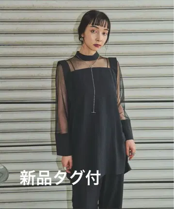 [택 포함 새상품] AIC. 에이아이씨 시스루 절개 상의 포멀 대응