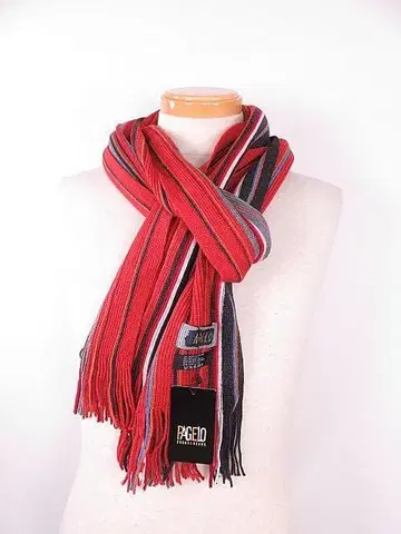 미사용 PAGELO 파제로 머플러 스트라이프 오렌지 그레이 일본제