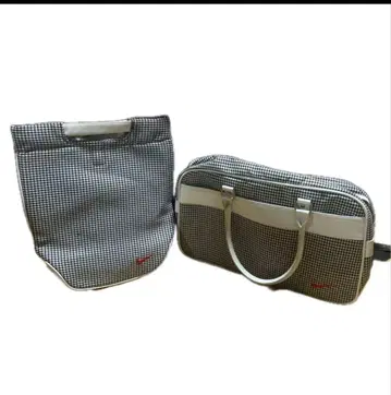 체크 무늬 보스턴 백 여행용 백 토트백 세트