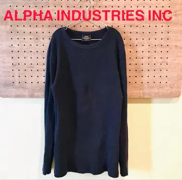 ALPHA INDUSTRIES 네이비 긴팔 티셔츠