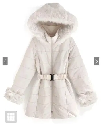 벨트 포함 다운 코트 아이보리 kd13