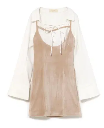 andmary Betty velour mini dress beige