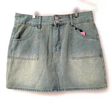 롬웨 라이트 블루 계열 데님 미니 스커트 XL 새상품급