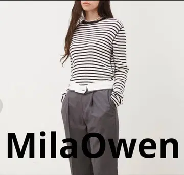 [ 새상품급 ] Mila Owen 크루넥 보더 긴팔 니트 블랙