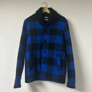 파이브 브라더 버팔로 체크 충전솜 울 자켓 블루